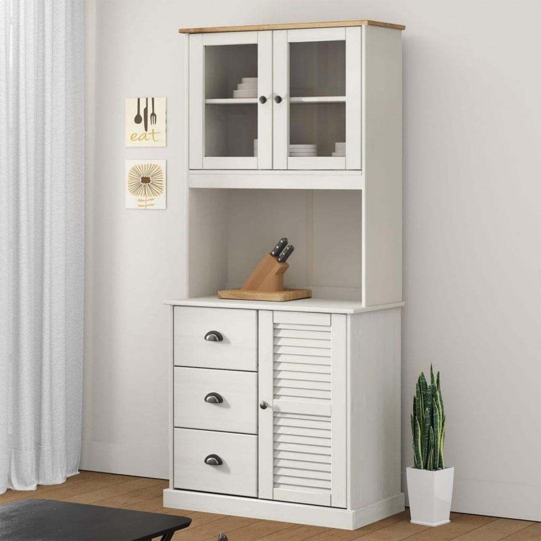 Sideboard aus Massivholz und Kiefernholz mit Glastueren