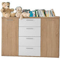 Geschlossener Stauraum und 4 Schubladen an dem Sideboard