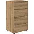 Sideboard verbindet Kunststofffuesse und Schubladen