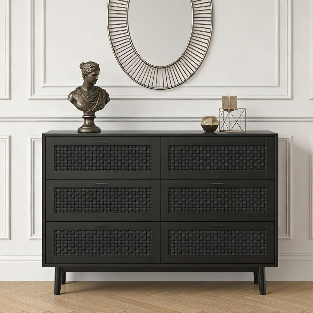 Sideboard verbindet 6 Schubladen und Holzbeine