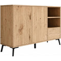 Geschlossener Stauraum und grifflose Fronten an dem Sideboard