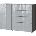 Sideboard in Anthrazit und Silber mit Schubladen