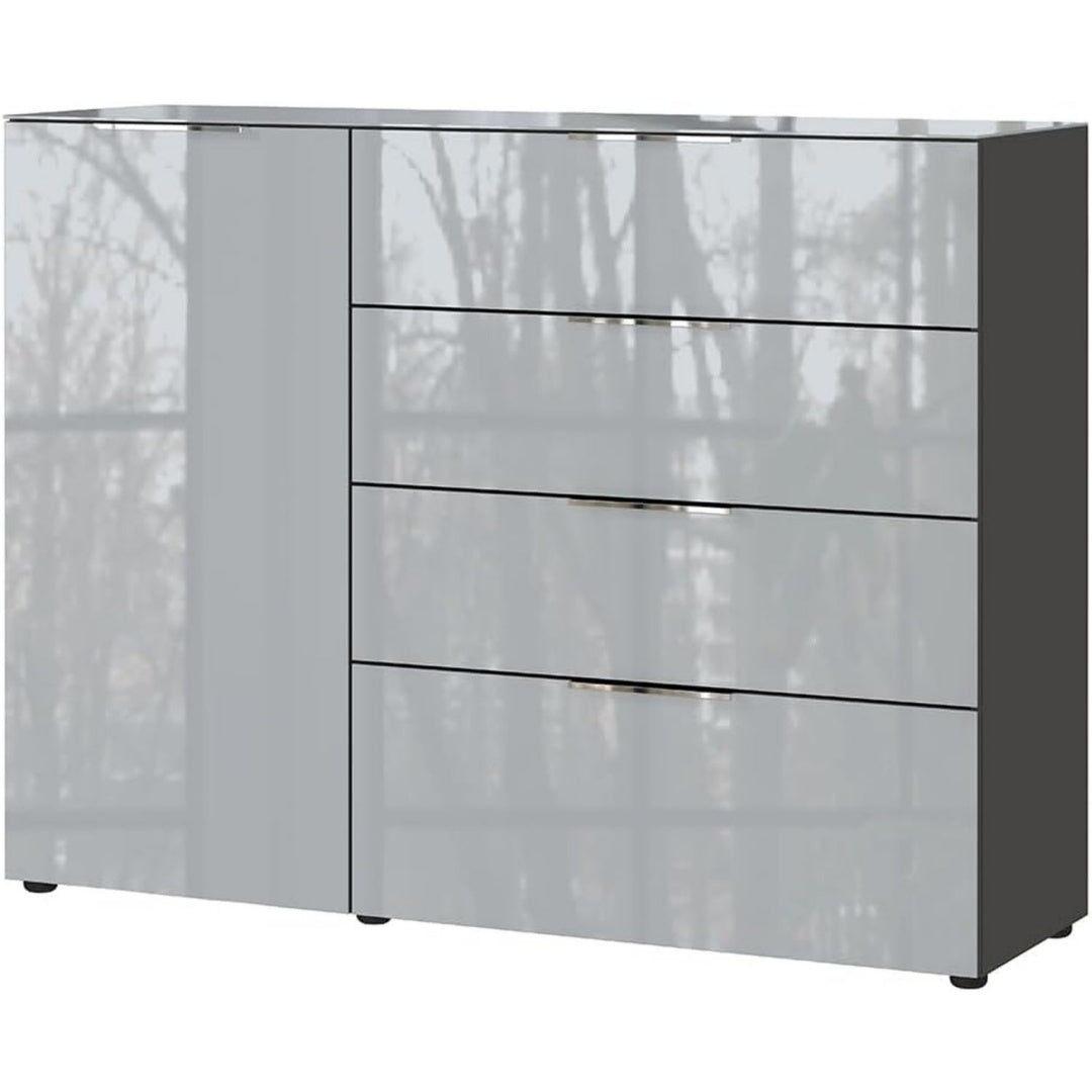Sideboard in Anthrazit und Silber mit Schubladen