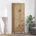 Der Hochschrank misst 69.5 x 34 x 180 cm in Eichenbraun mit den Massen 69.5 x 34 x 180 cm